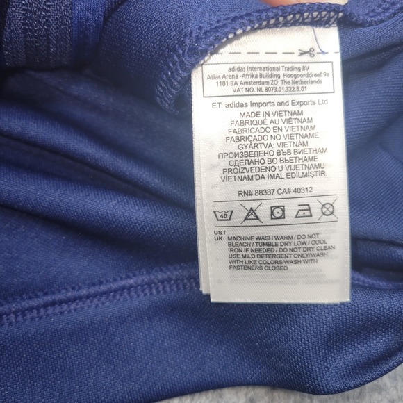 Adidas Track Jacket Kids Size XS Thumb Holes Full Zip Pocket Blue BR2707 - Picture 7 of 13